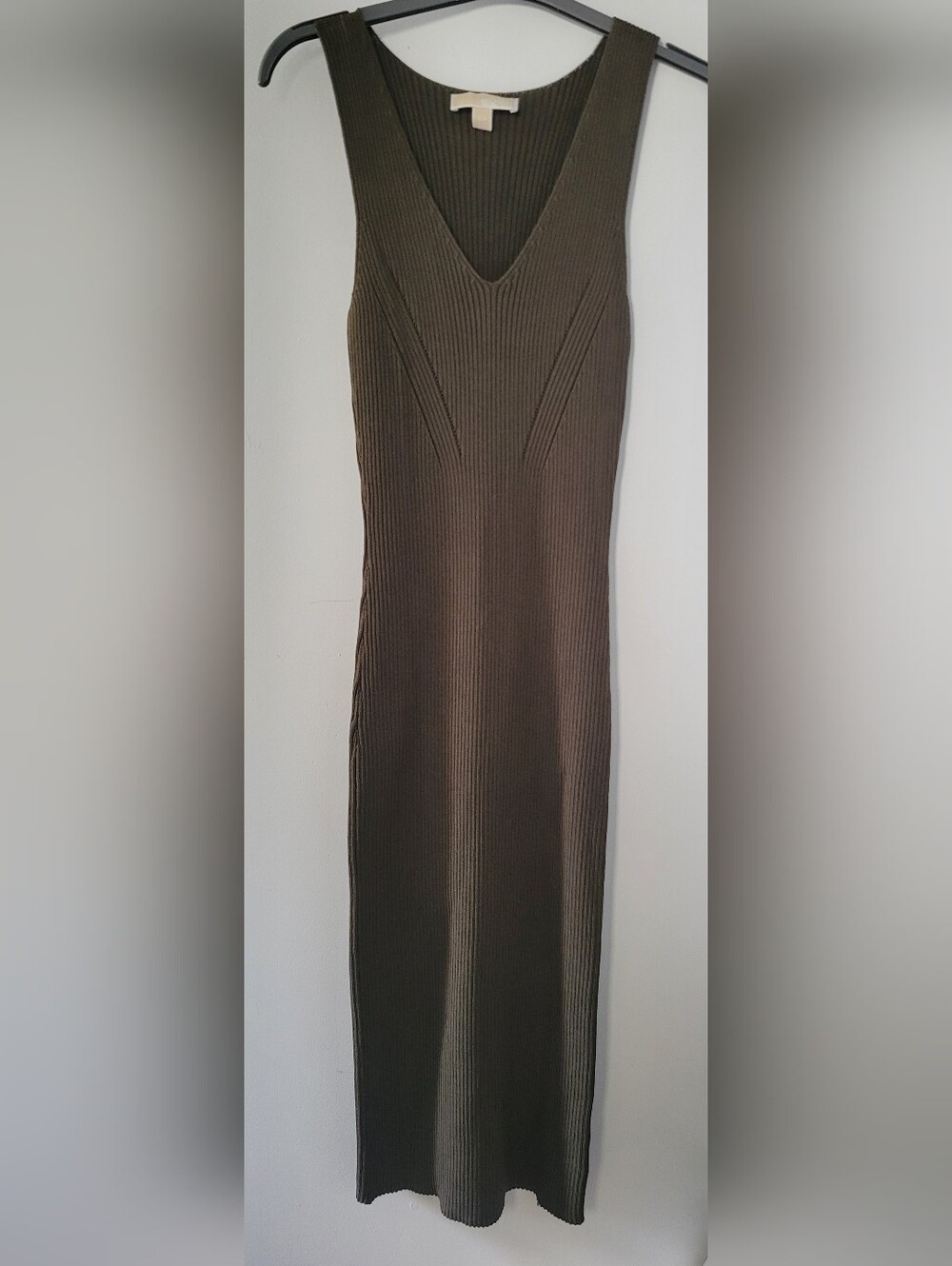 Michael Kors Olive Green Ribbed Knit Maxi Dress - Size S